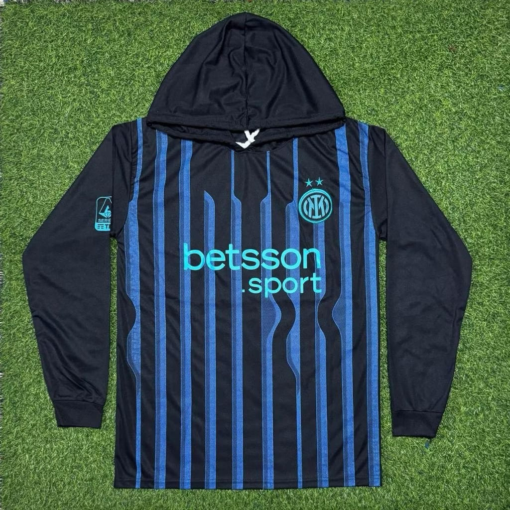 JERSEY BAJU BOLA DEWASA HOODIE INTER MILAN LENGAN PANJANG
