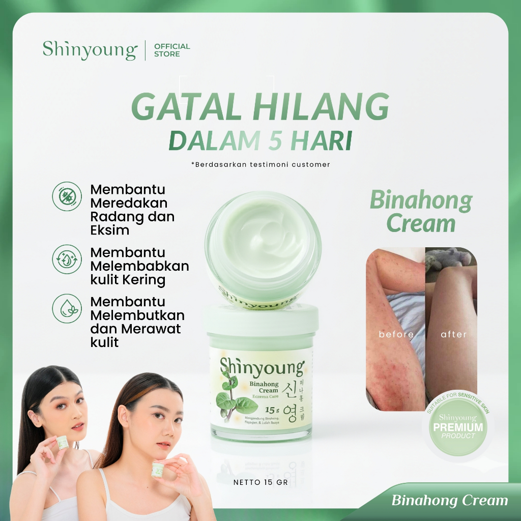 SHINYOUNG Binahong Cream Salep Gatal Sembuhkan Gatal Eksim | Gatal Radang Kulit | Kulit Kemerahan