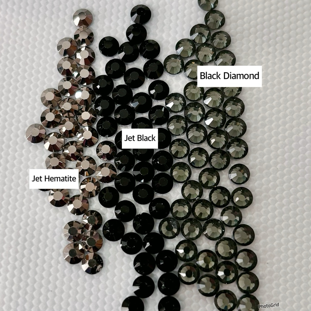 RHINESTONE HOTFIX CRYSTAL BLACK SERIES HITAM 1440pcs SWARO TEMPEL MOTE GOSOK SWAROVSKI