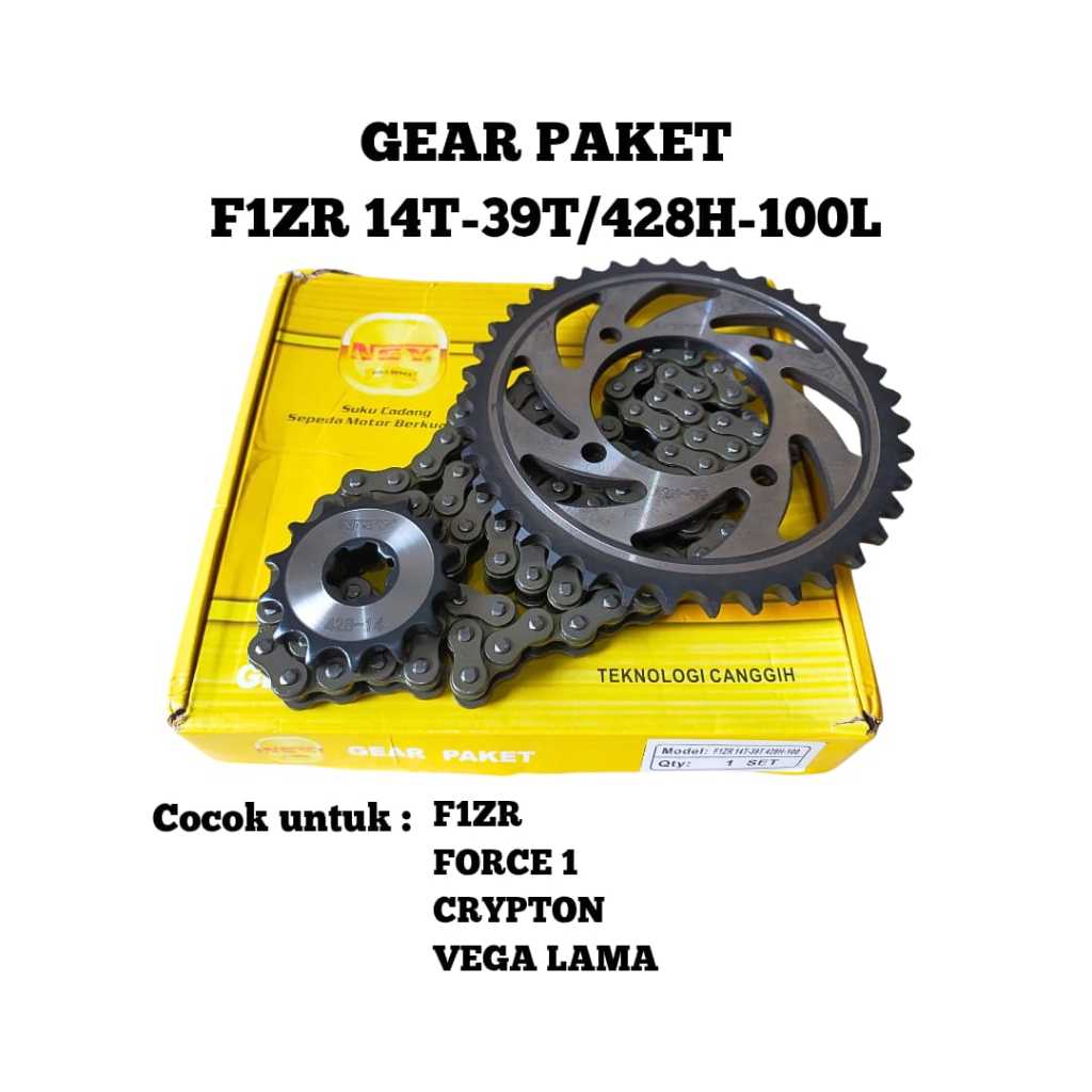 GEAR PAKET / GIGI TARIK KOMPLIT / GEAR SET SEPUHAN F1ZR / F1 / FORCE 1 / CRYPTON / VEGA OLD 14T-39T 