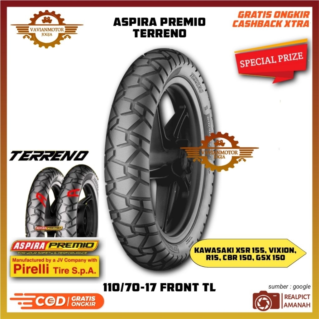 Ban Aspira Premio Terreno 110/70-17 Ring 17 Original | Cocok Untuk XSR 155 Vixion R15 CBR150 GSX150 