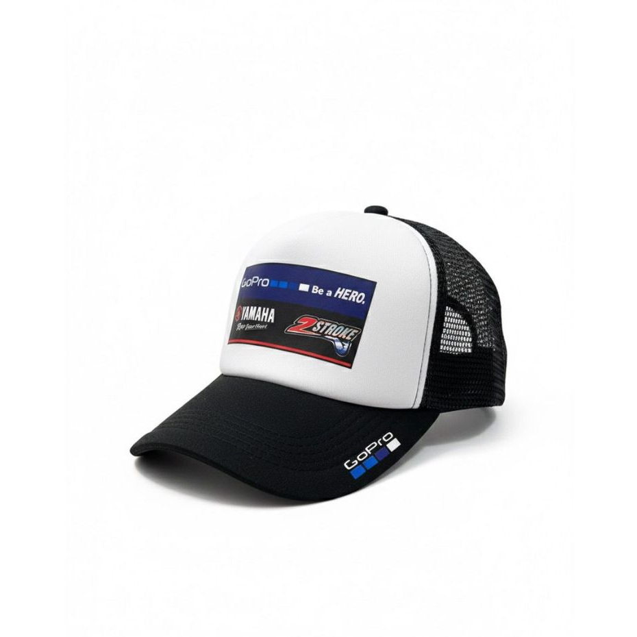 Topi Trucker sport pria wanita Racing Yamaha Dewasa Premium Hitam-Putih