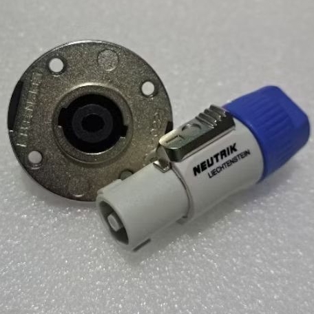 Jack jek Speakon Neutrik Original + Soket Besi Bulat Sepasang -Aksesoris Audio Spiker