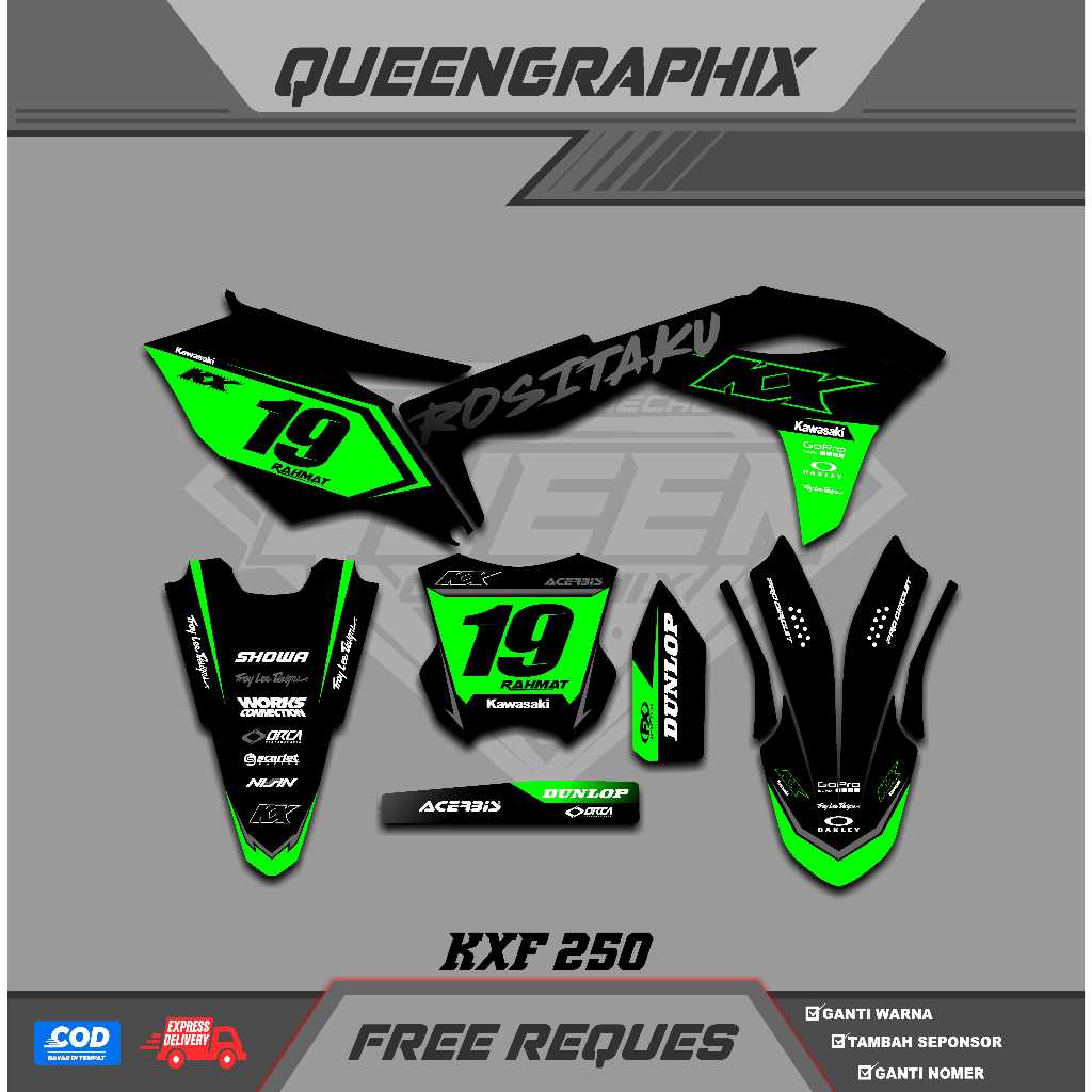DECAL KX F 250, GTX  KX F 250 BISA CUSTOM DESAIGN NAMA, NOMOR, SPONSOR, WARNA (32)