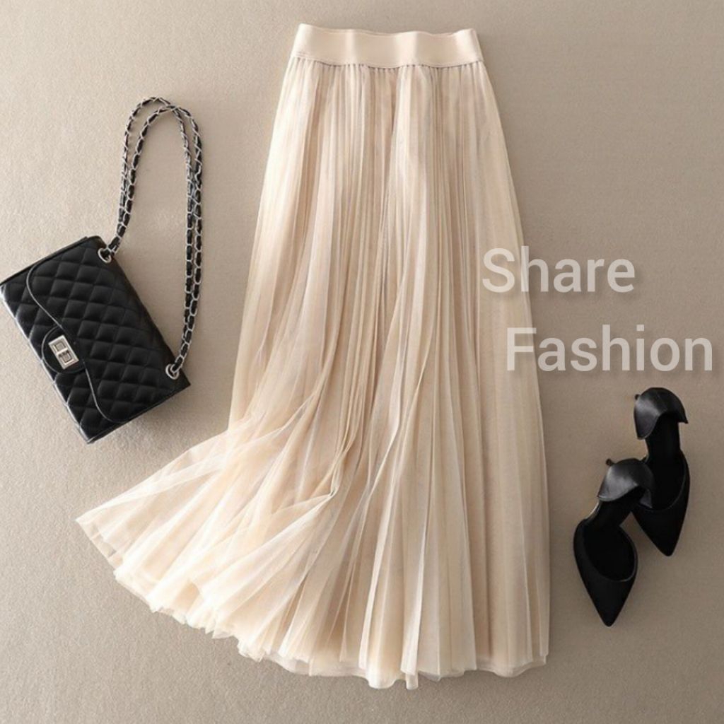 (Bisa COD) Rok Tutu Lapis 4 Premium | Rok Tile plisket Panjang Premium