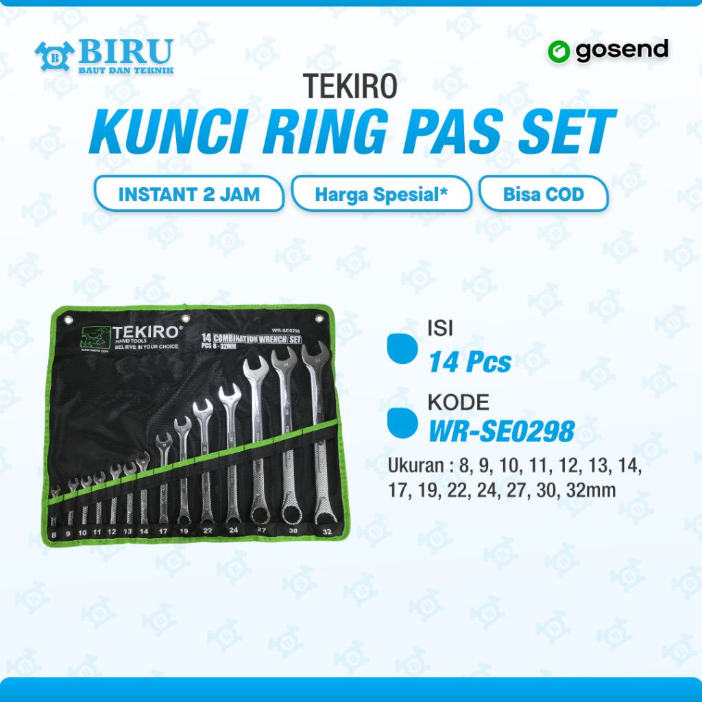TEKIRO Kunci Ring Pas Set 14pcs Kunci Ring Pas Set TEKIRO 14 pcs 8-32mm / Combination Wrench Set 1