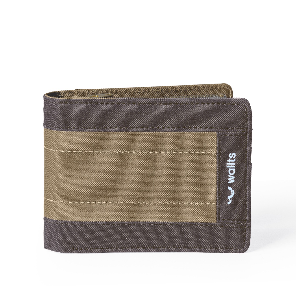 Wallts Ben Brown Khaki - Wallts Dompet Lipat Kanvas Pria Anti Air