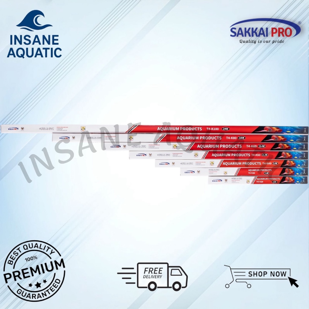 LAMPU LED AQUARIUM SAKKAI PRO T4 DAY NIGHT UVA UVC T4 K20 K30 K40 K50 K60 K80 K100 20 30 40 50 60 80
