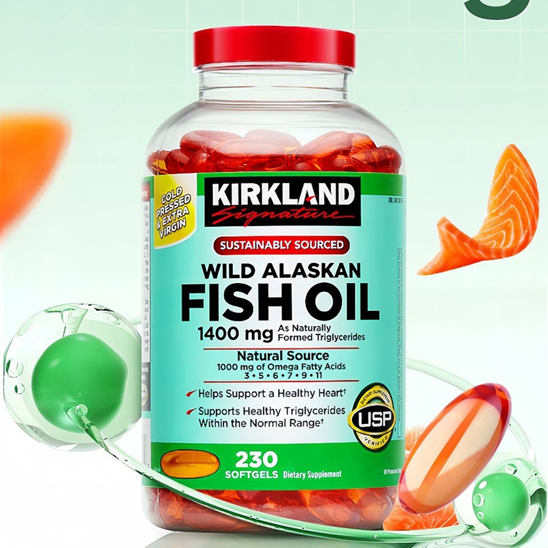 Kirkland Signature Omega 3 Fish Oil 230 Softgels 1400mg/Kirkland Signature Wild Alaskan Fish Oil