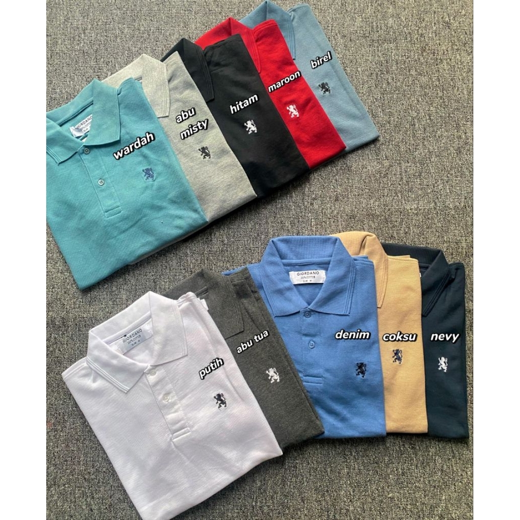 KERAH PRIA POLO SHIRT LOGO GIORDANO M-2XL