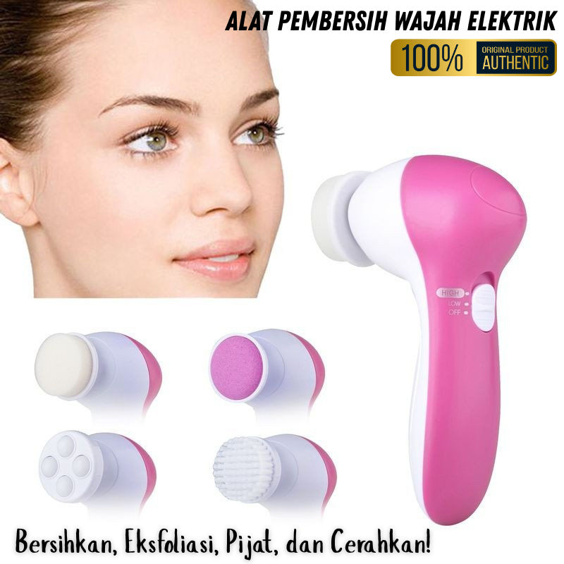 Alat Pembersih Wajah Listrik 5 in 1 - Brush Facial Cleansing Pemijat Wajah - Alat Cuci Muka Elektrik