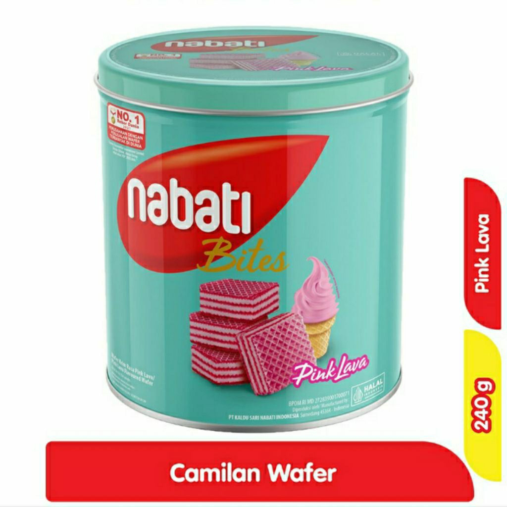 Nabati Bites Wafer Pink Lava Kaleng 240 g