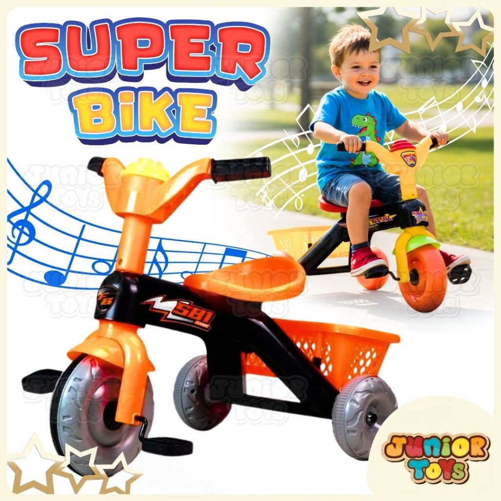 Sepeda Plastik Anak Roda 3 Bunyi Musik Lampu Ride On Toys