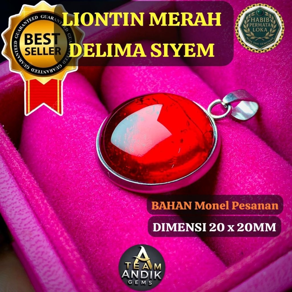 LIONTIN MONEL BATU DELIMA MERAH SIYEM BULAT