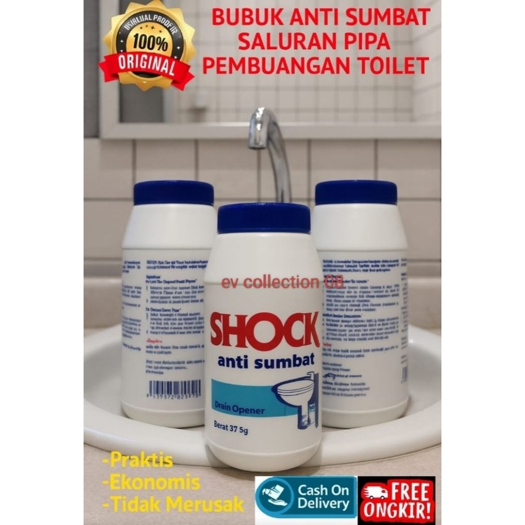 TerlarisJual Shock Serbuk Anti Sumbat Pembersih Saluran Pipa Air Wc Toilet Mampet Bubuk 350 gram