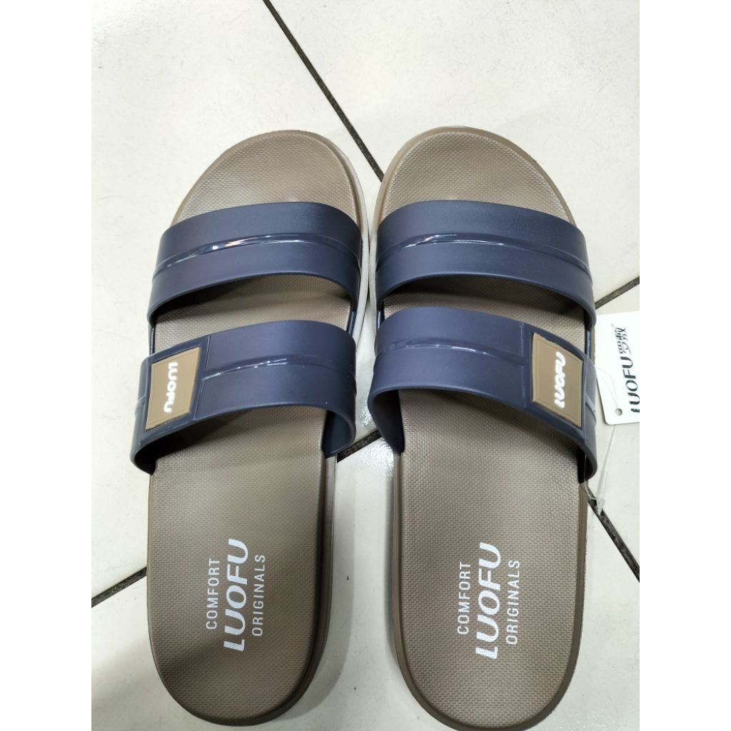 LUOFU SANDAL COWOK E-6208| Garis Dua | ORIGINAL LUOFU