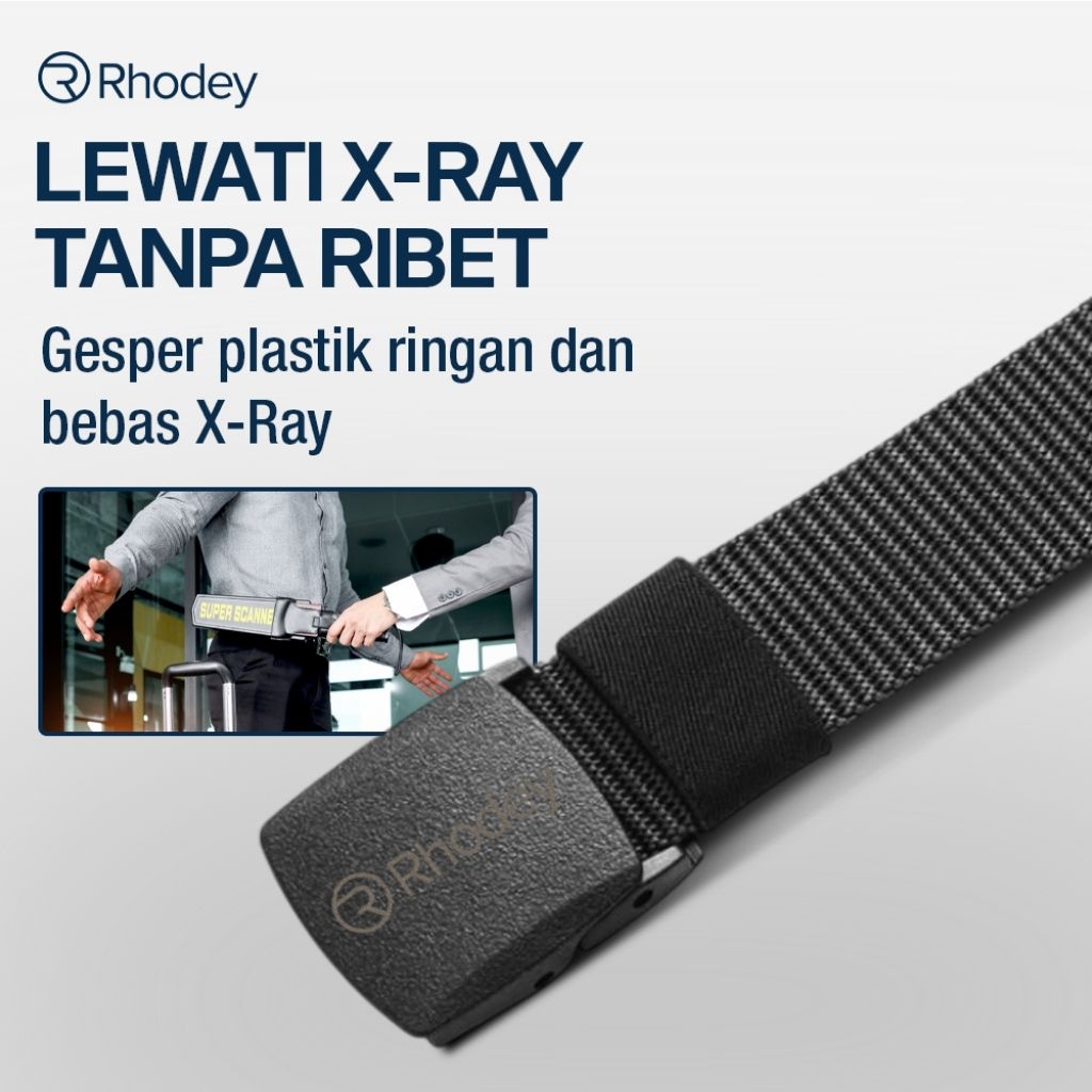 Ikat Pinggang Pria Rhodey Bahan Kanvas Anti X-Ray Gesper Plastik Panjang 1.2 Meter 899