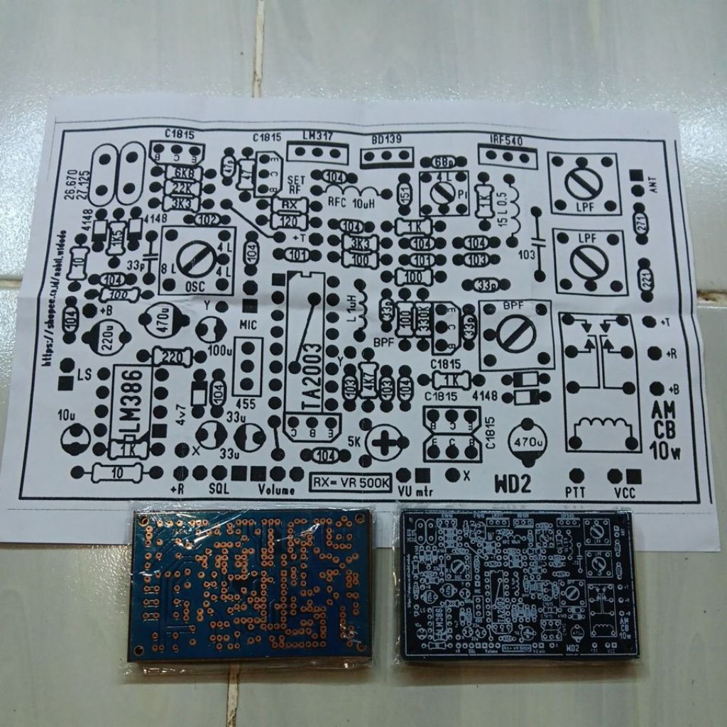 PCB AM CB 10 Watt, 9 x 6 cm, 11 meter band 27 MHz