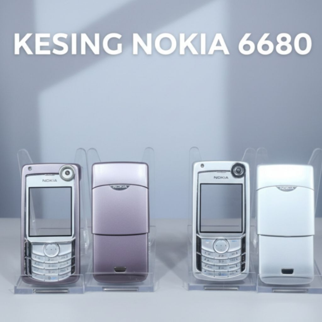 Casing Fullset Nokia 6680 Original New / Kesing HP Jadul - Silver / Ungu