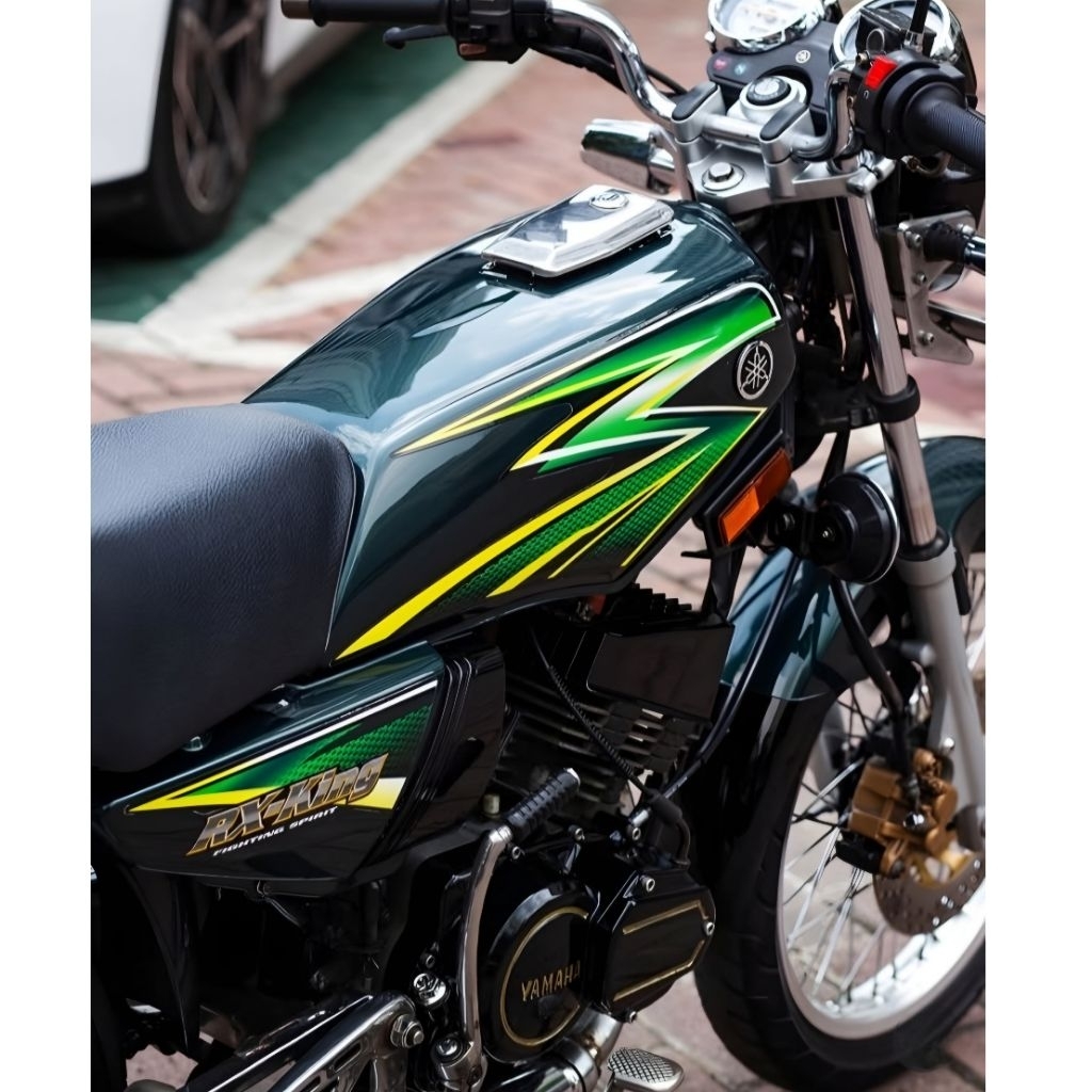 striping rx king 2003 hijau botol set emblem timbul stiker lis body rx king 2003 hijau lengkap emble