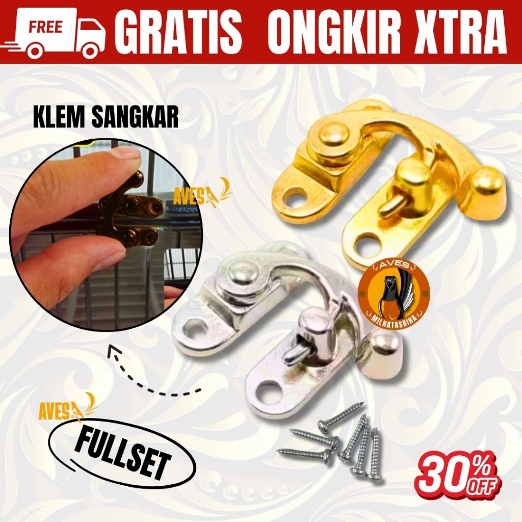 KUNCI PENGAIT KOTAK klem universal klem kembang KLEM koper tebok sangkar kandang burung aksesoris sa