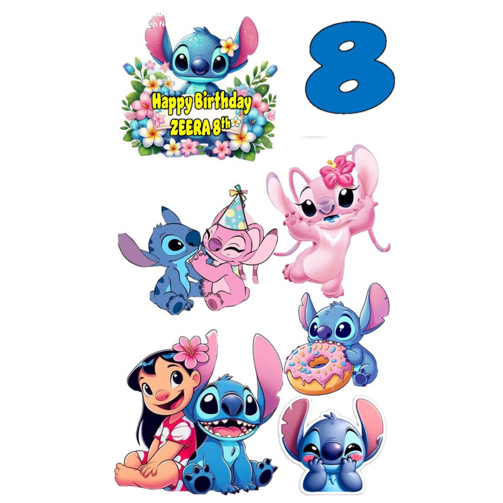 Topper STITCH |  Topper Stitch Custom Nama | Hiasan Kue Ultah STITCH