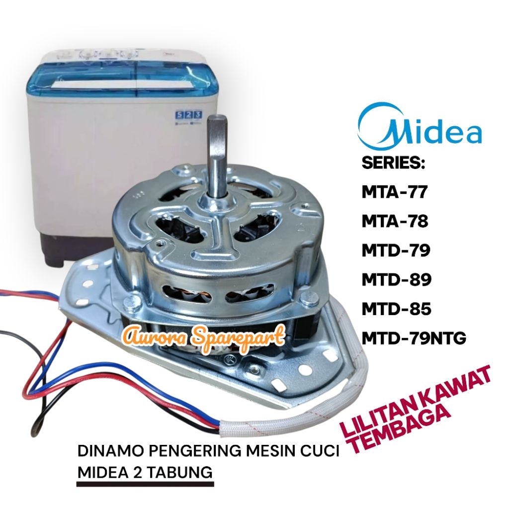 Spin motor Midea Lilitan kawat Tembaga/Dinamo pengering mesin cuci 2 Tabung MTD-89 MTD-85 MTD-79NTG