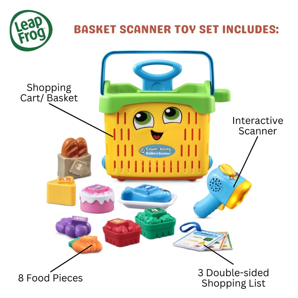 Leapfrog Count Along Basket & Scanner - Kids Shopping Trolley Grocery Shopping List