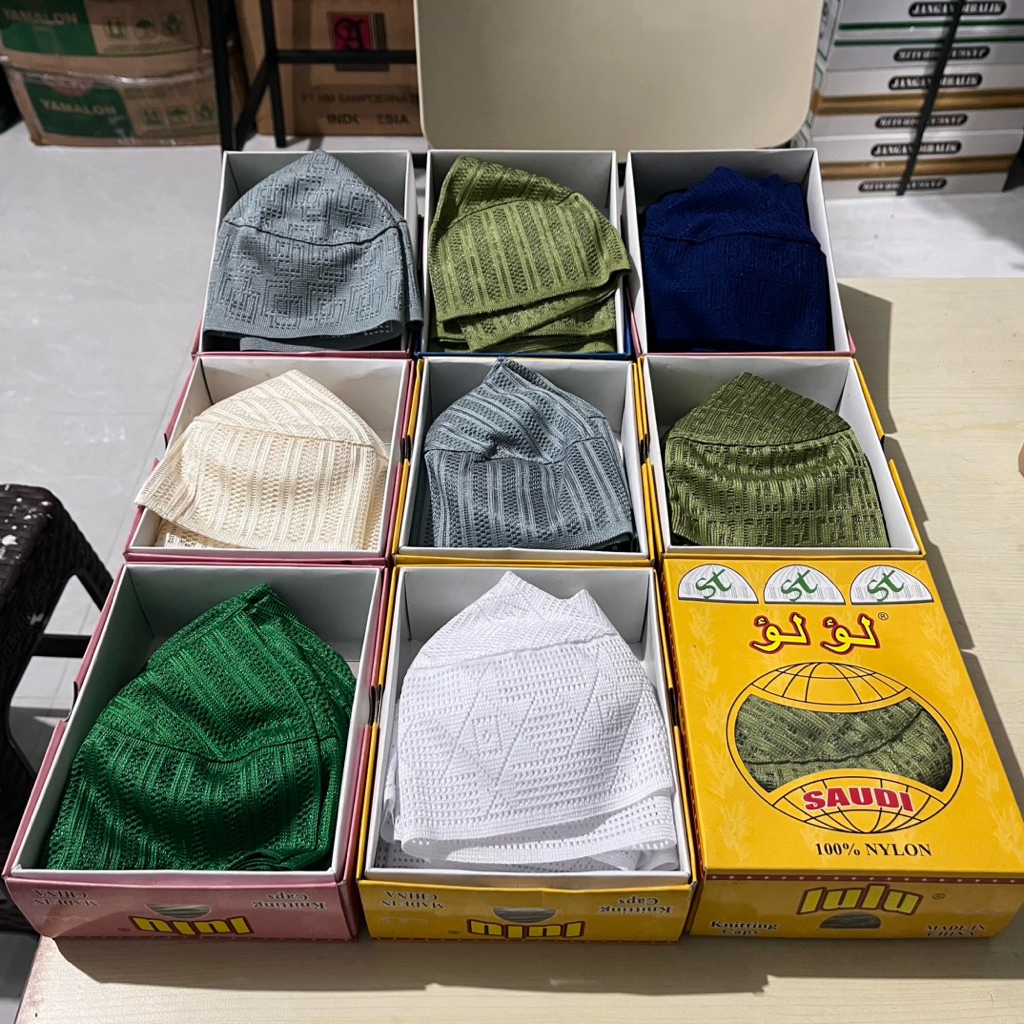 GROSIR isi 12 Pcs (1 Lusin)-Peci Kopiah Jaring Lulu Warna Box Original Perlusin
