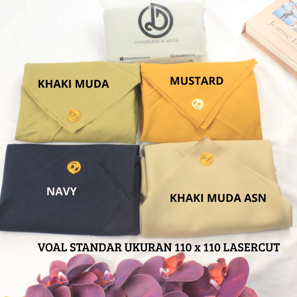 Hijab Voal Premium Khaki Muda Untuk ASN PNS Ukuran 110 x 110 Lasercut by DANDELION