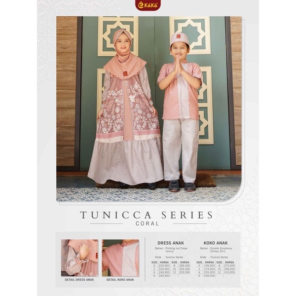 KOKO ANAK DAN GAMIS DEWASA  KEKE TUNICA SERIES WARNA CORAL,LAVENDER