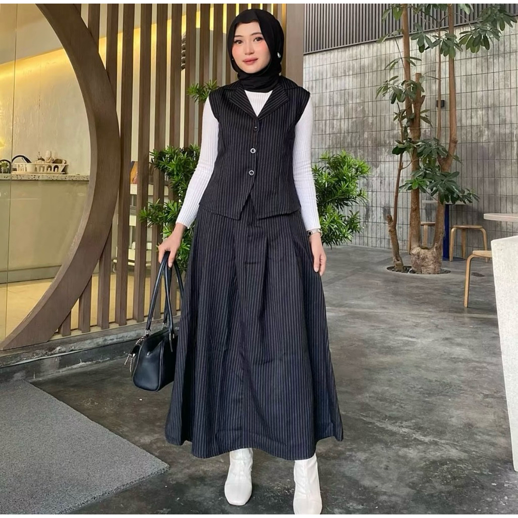 Bella Set Vest/ One Set Blazer Wanita Kekinian/Set Rok Wanita muslim