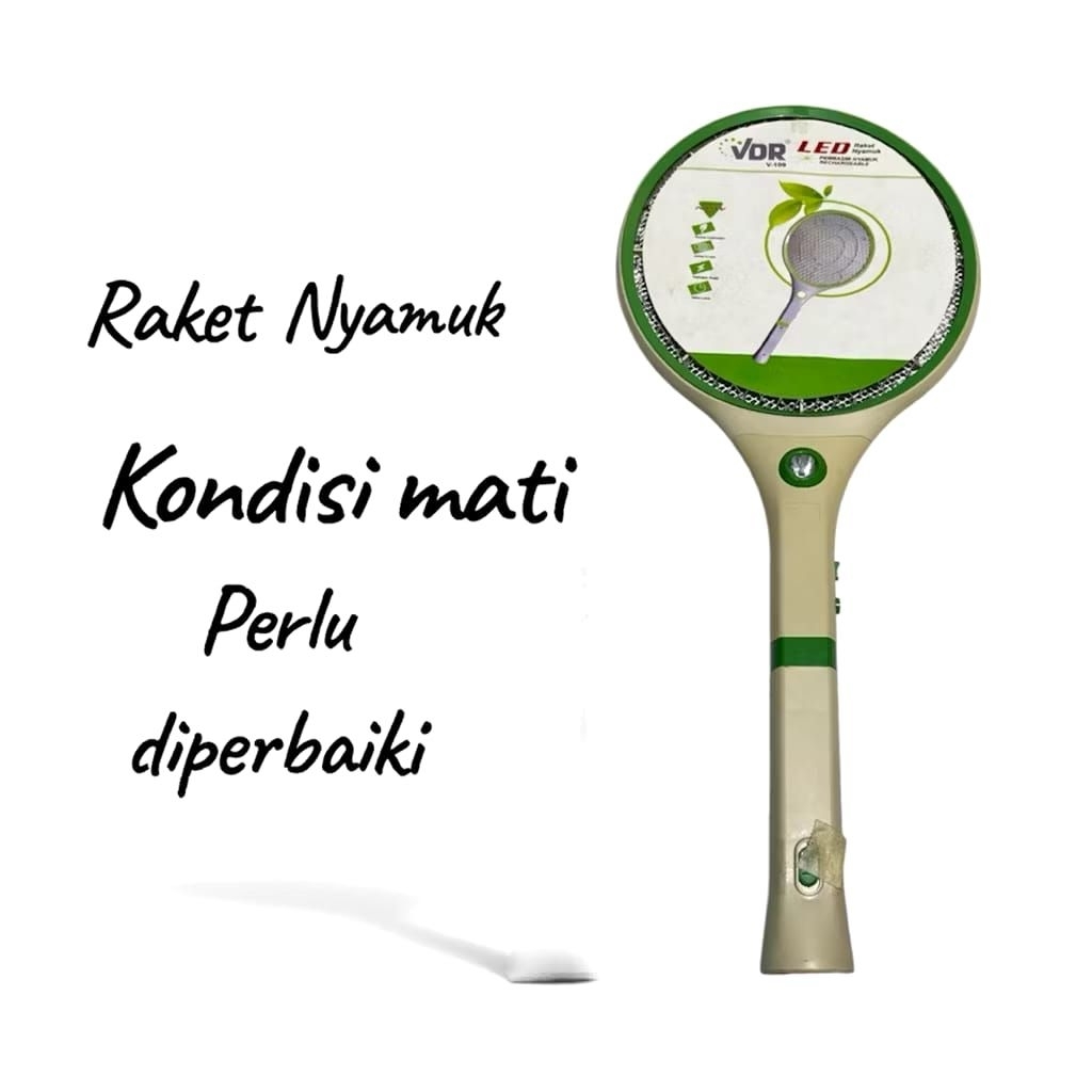 Raket Nyamuk Kondisi Mati Untuk Belajar Servis dan Perlu Diperbaiki