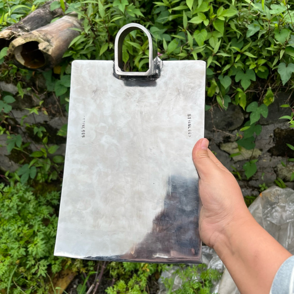 Cangkul Tanah Stainless Full Baja Isen Tebal 4 mm Ukuran 18x26 cm Model Kolong Anti Lengket Asli Pro