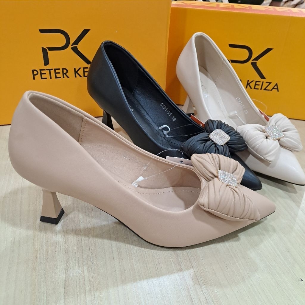 sepatu hitam wanita peter keiza heels 7 cm
