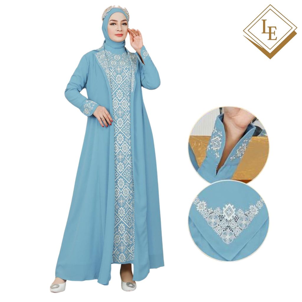 LARFA Exclusive Humairah Set – Gamis Blazer Wanita Kekinian Bordir Kerancang Premium (M–XXXL)