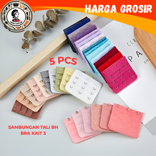 MS BRA EXTENSION 3 HOOK BH 5 PCS PENGAIT SIAP PASANG PAKAI EKSTENSI BREAST HOLDER SAMBUNGAN 3 KAIT