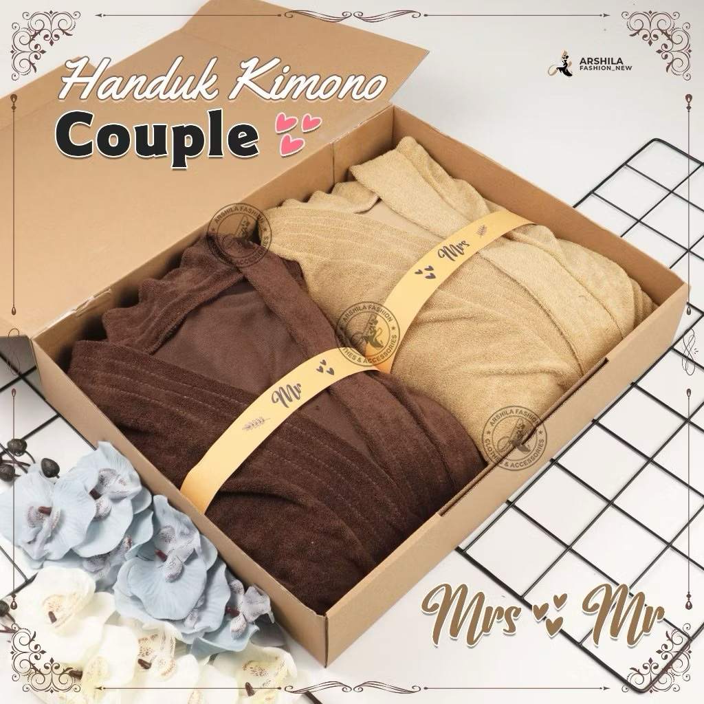 Hampers Handuk Kimono Couple Pernikahan Set Box