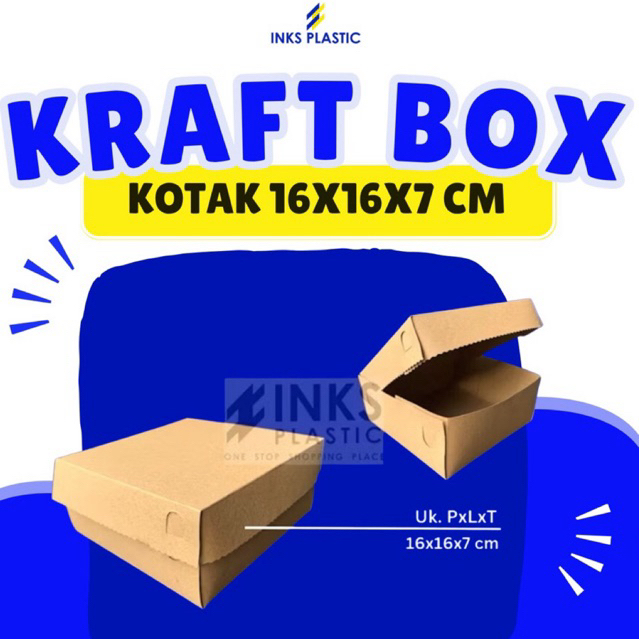 KRAFT BOX KOTAK COKLAT 16x16 PAPER DUS KOTAK NASI MAKANAN