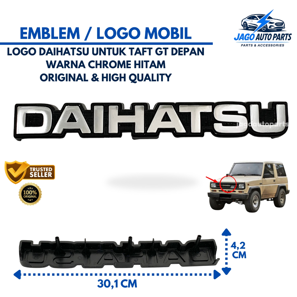 Emblem Mobil Logo Daihatsu untuk Taft GT Depan Warna Chrome Hitam ORIGINAL High Quality