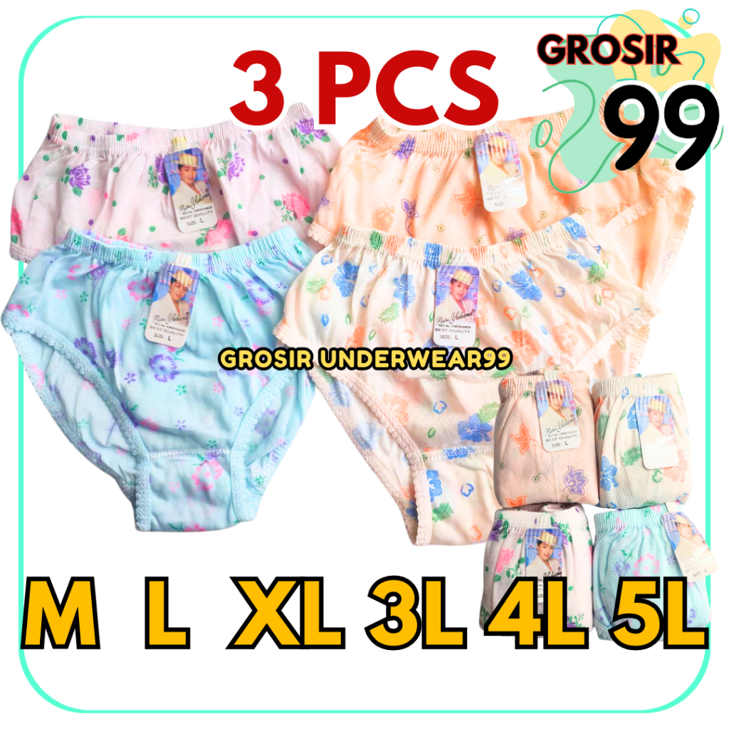 3pcs, celana dalam wanita, cd saboln bunga yuliana, daleman anak dan dewasa GROSIR99