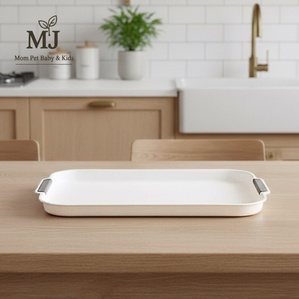 Nampan Makanan Plastik Warna Putih Aesthetic Food Tray Multifungsi, Tempat Saji Makanan & Minuman, D