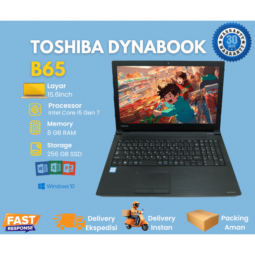 Toshiba Dynabook B65 Intel Core i5 Gen 7 Ram 8GB SSD 256GB 15"