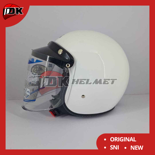 Helm Bogo Klasik Z-Classic Original MDS Z Classic Solid White Gloss Retro Putih Glossy Dapat Visor 1