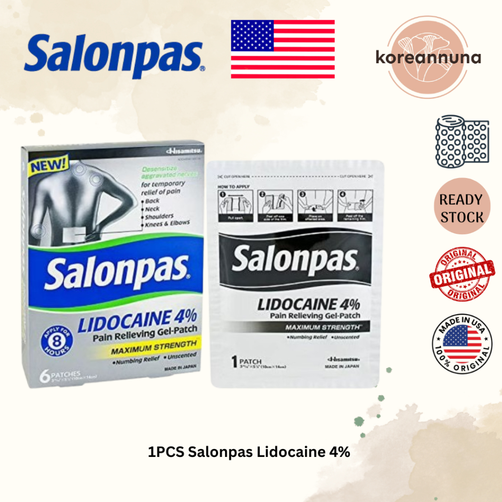 Salonpas Lidocaine 4% - 1 Box 15 Patches Koyo