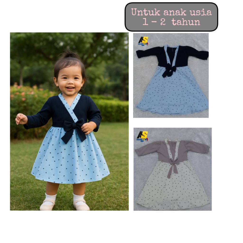 GAMIS HARIAN ANAK PEREMPUAN MODEL KIMONO / GAMIS JEPANG SIZE 1-2 TAHUN (TERGANTUNG POSTUR TUBUH ANAK