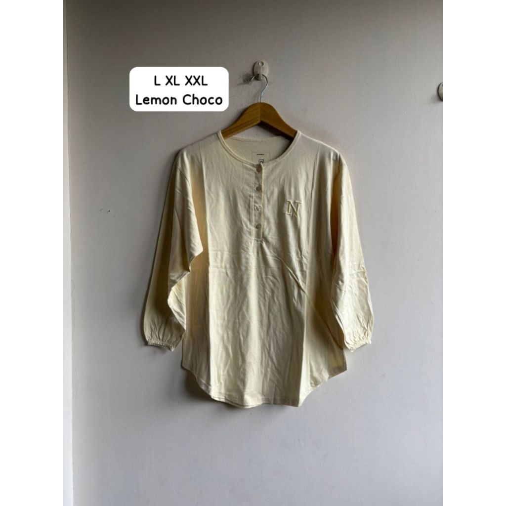 Kaos Nevada Wanita Lengan Panjang Karet Busui | Kaos Wanita Kancing