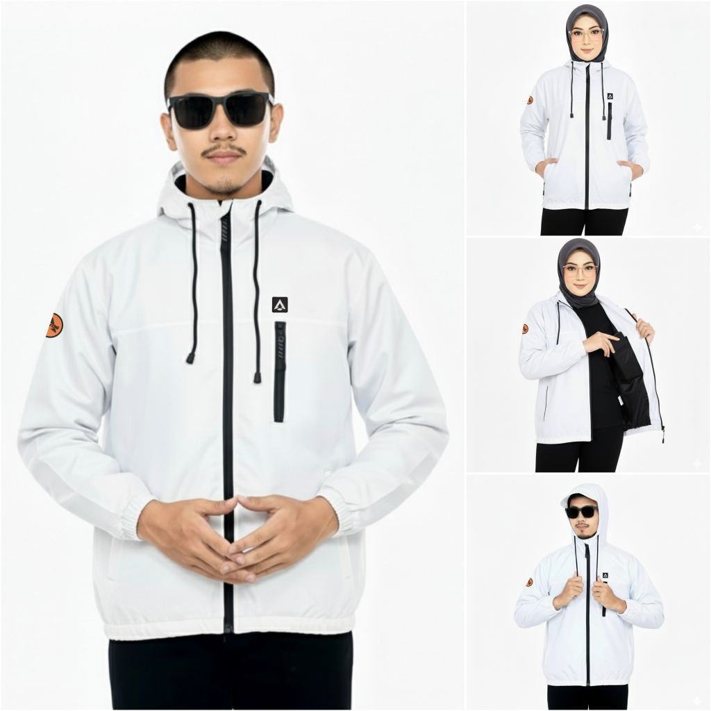 Byzantium - Jacket Parasut - Jaket Parasit Pria Wanita Waterproof Outdoor Putih