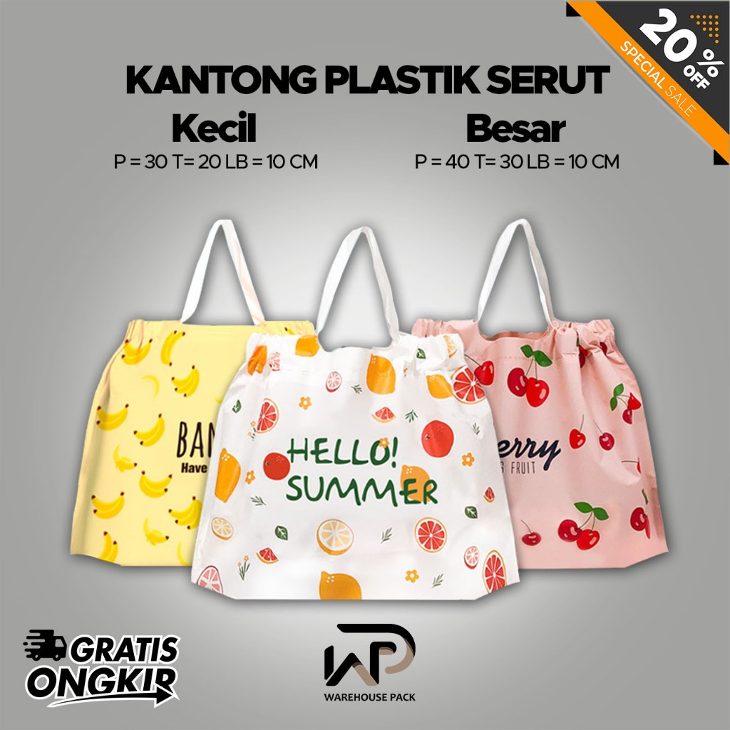 Kantong Plastik Serut | Tas Shopping Bag Serut | Totebag Karakter | Totebag Shopping Plastic Goodie 