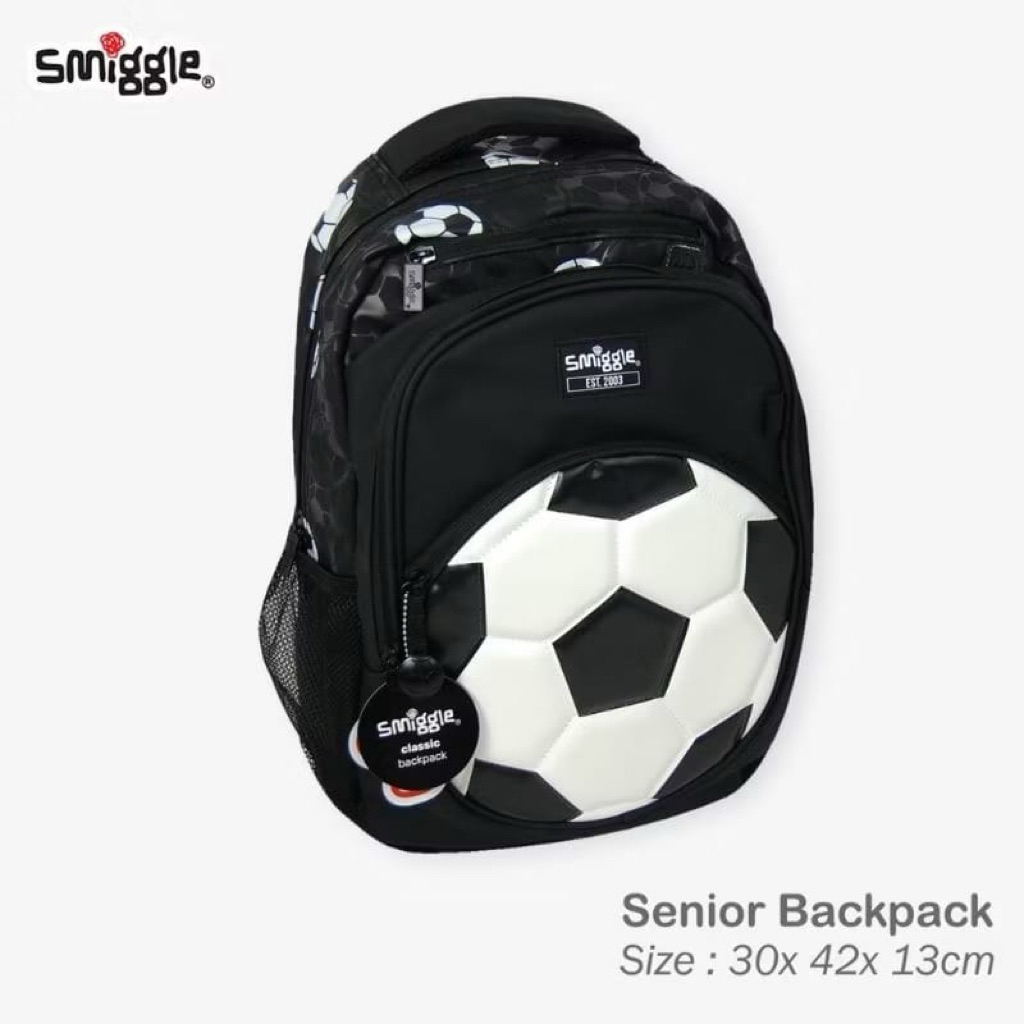Tas Ransel Sekolah SD Anak Cowok - Motif Soccer Football Black
